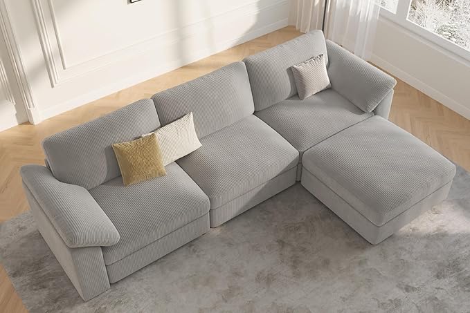 EASE MOOSE Oversized Modular Sectional Sofa, Modern Luxury Large L Shape Sectional Cloud Couch with Ottoman Sofa,Comfty Deep Grey Modular Sofa for Living Room