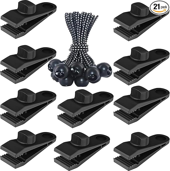 Tarp Clips Heavy Duty Lock Grip, 20 Pack Tarp Clamps Heavy Duty, Shark Tent Fastener Clips Holder, Pool Awning Cover Bunge...