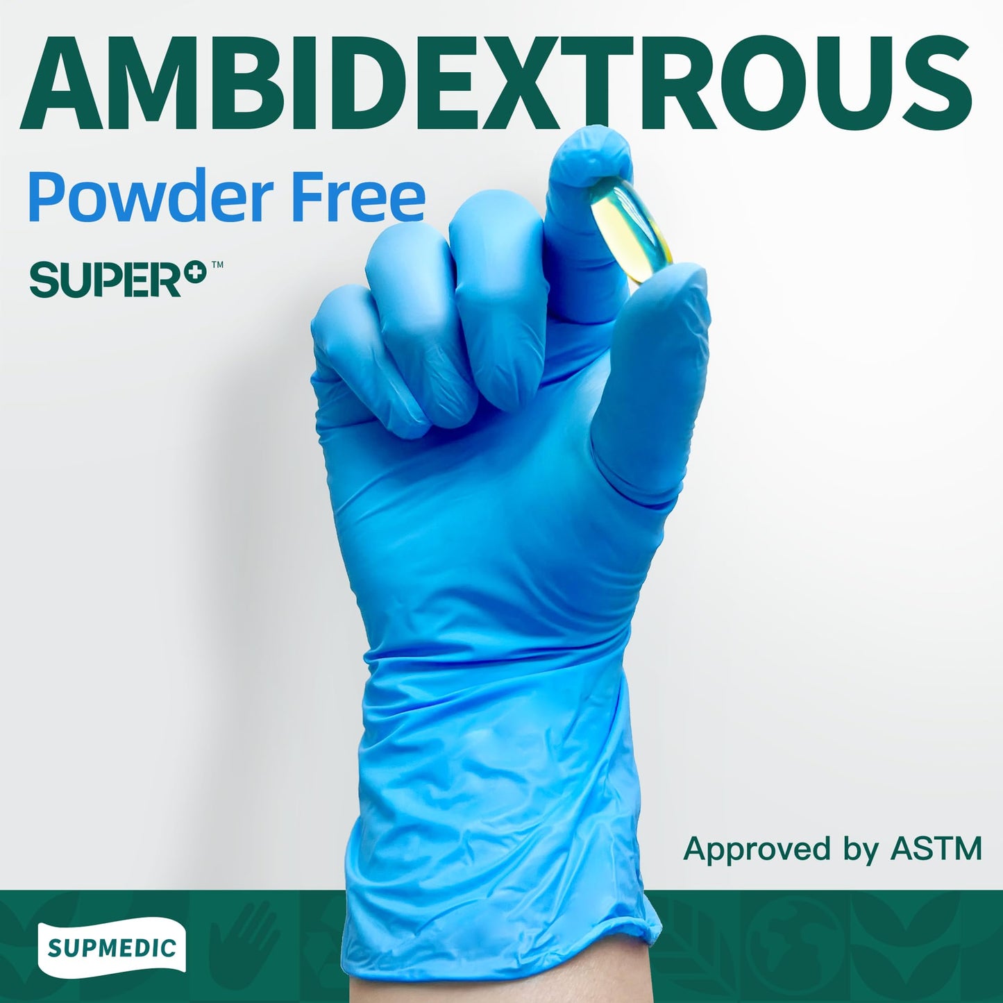 Supmedic Vinyl Disposable Exam Gloves, 4 Mil Powder-Free Latex-Free Food Grade Cooking Cleaning Medical Glove, Blue 100 Pcs (Medium)