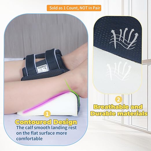 Ehucon 3D Heel Protectors Bed Sore Pillow Cushion for Pressure Sores,Foot Pillows Support Boot for Bedridden Patients Supplies, Ankle Pillow heel Protector for Heel Pain (Navy (Pack of 1))