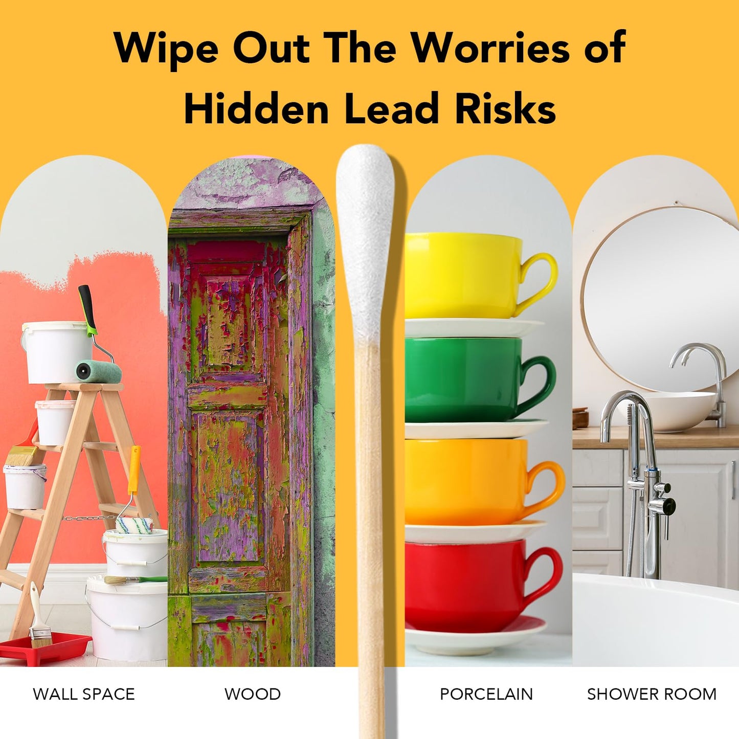 Easy@Home Lead Test Kit – 30 Rapid Testing Swabs with 30‑Second Colour‑Change Results. at Home Lead Test Kits Use for Paint, Toys, Dishes, Metals, Ceramic, Wood #EZLT-S:30