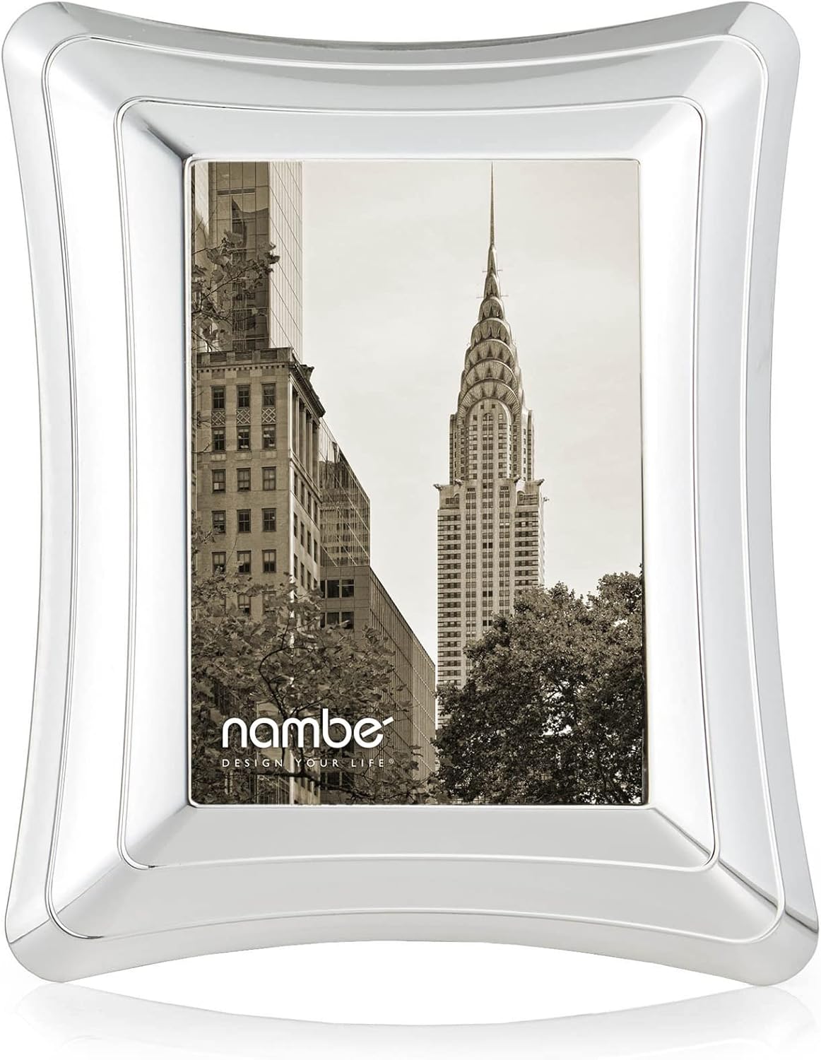 Nambe Portal Picture Frame, 5" x 7” | Vintage and Contemporary Design | Tabletop Display and Home Office Décor | Made of Silver Plate and Glass | Designed by Mike Altomari