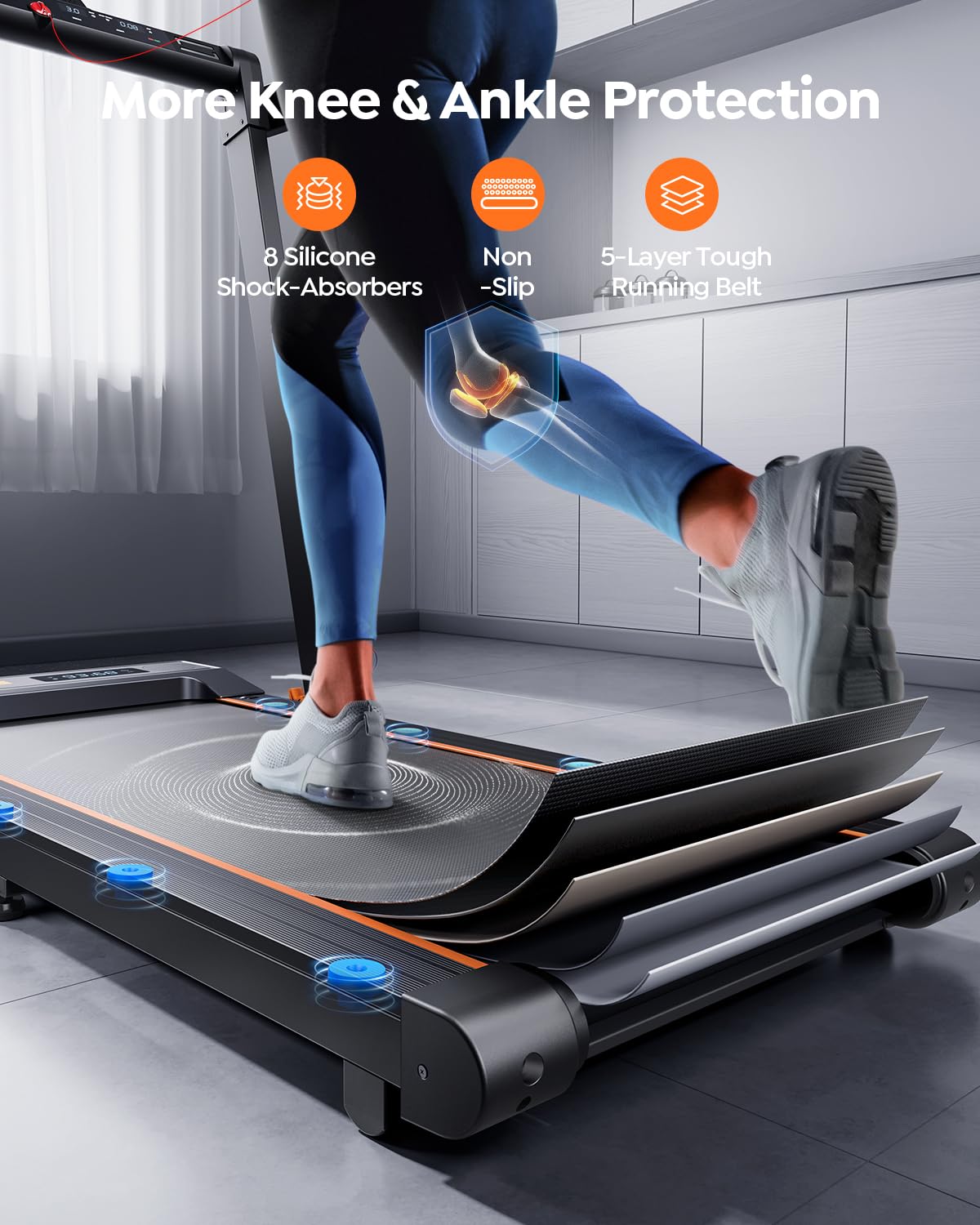 Acezoe Foldable Treadmill with Handle Bar, 2.5HP Treadmills for Home, Under Desk Treadmill with 300LBS Capacity, Walking Pad with Speaker, APP/Remote Control