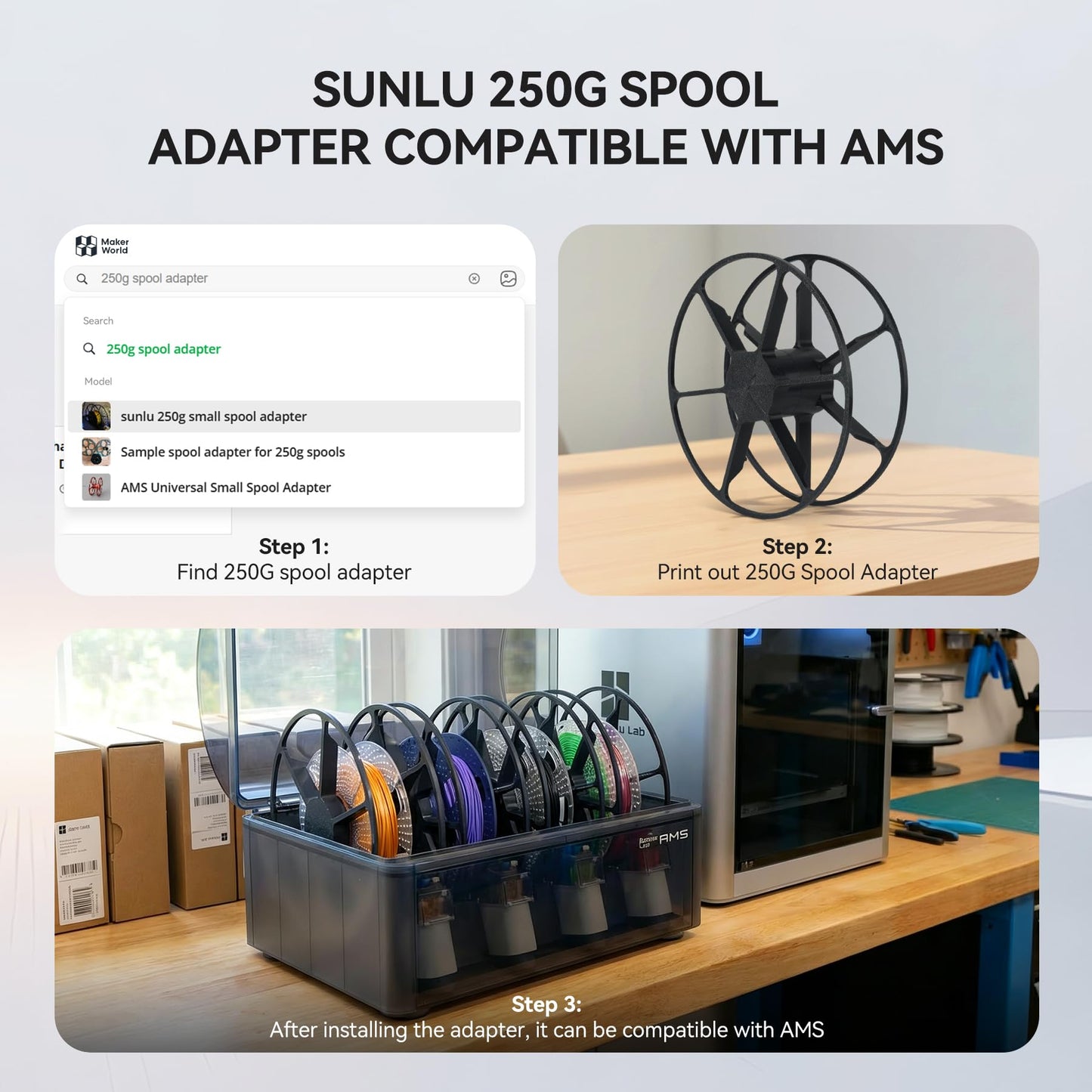 SUNLU 250g PLA Filament 1.75mm Bundle,3D Printer Filament Bundle Multicolor, Neatly Wound PLA Filament, Individually Vacuum Packed,250g Spool,8 Rolls,Black+White+Grey+Transparent+Red+Blue+Orange+Green