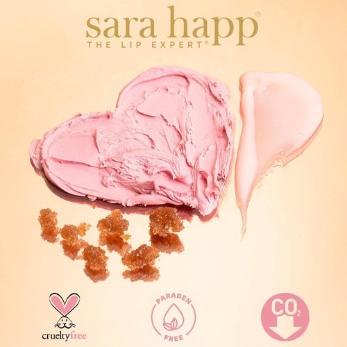 Sara Happ Pink Peppermint Lip Scrub & Sweet Clay Lip Mask Duo - Gently Exfoliates, Polishes, Revitalizes, Moisturizes, Rejuvenates, Conditions and Smooths Dry Lips, Vegan, 0.5 oz