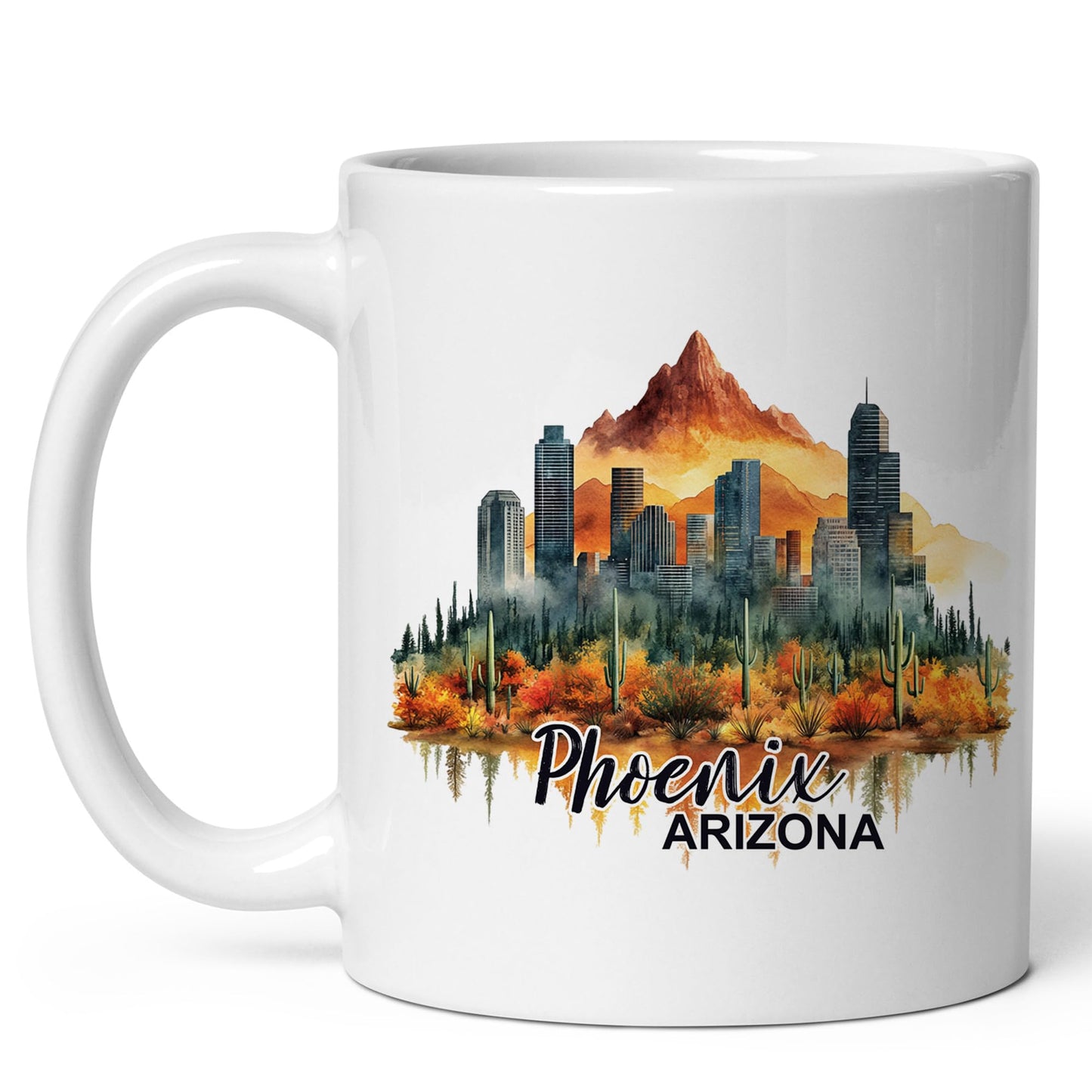 Phoenix Arizona Ceramic Coffee Mug 11oz Valley of the Sun - Tea Coffee Mug with Comfortable Grip - Unique Travel Gift Cup for Office or Home - Vibrant Long-Lasting Print ID44991