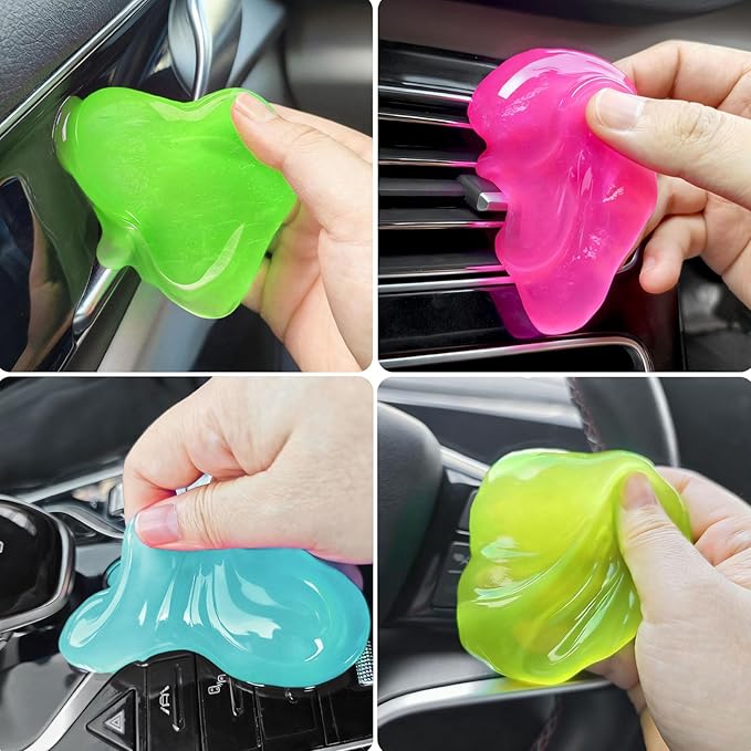 4 Pack Car Cleaner Gels, Cleaning Gel for Car, Keyboard Cleaner, Universal Dust Cleaner & Cleaner Putty Cleaner Slime Cleaning Supplies Christmas Stocking Stuffers Gift for Men Women, 320g