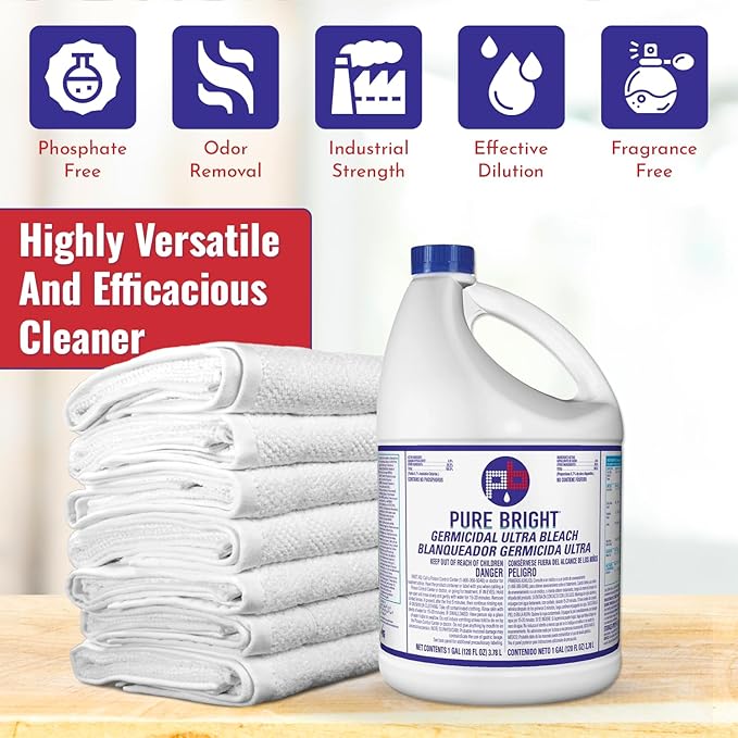 Twenty-Eight Ultra Bright Liquid Bleach, Ultra-Strength Cleaner, 1-Gallon Bottles (Pack of 6)