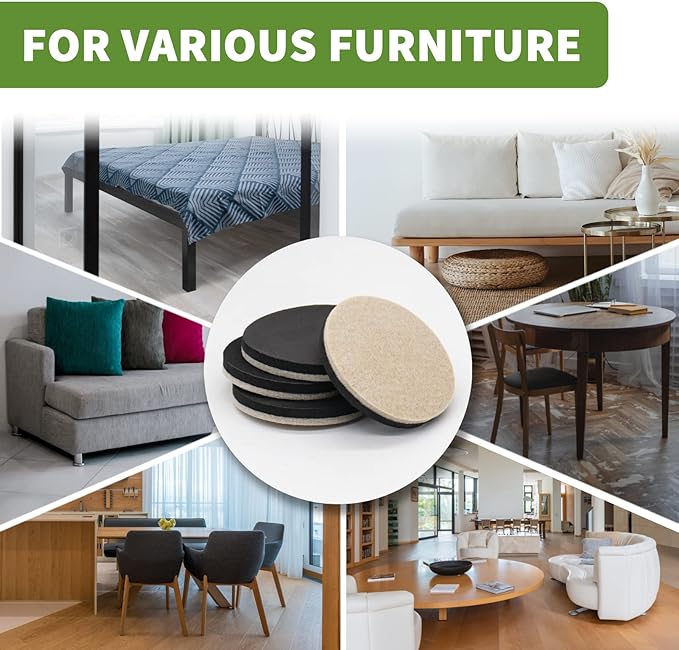 COVERCORNER Furniture Sliders for Hardwood Floors, Furniture Sliders for Carpeted Floors, 8 PCS 3 1/2 inch Combo Pack, Sliders for Moving Furniture, Furniture Movers Sliders