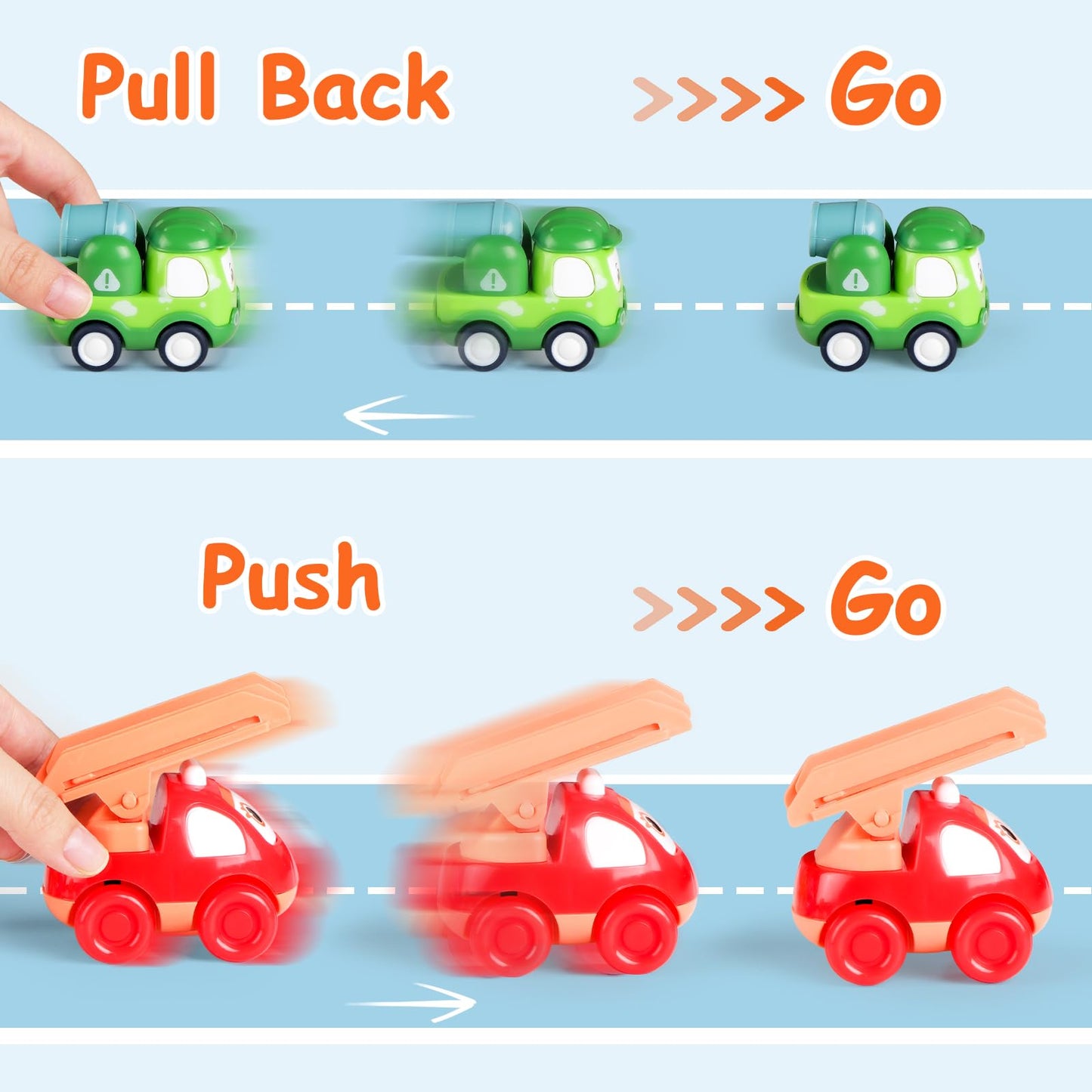 Lemofix Toy Cars for 1 Year Old: 10 Pack Cute Vehicle with Playmat for 1 2 Year Old Boy Birthday Gift - Baby Toys 12-18 Months