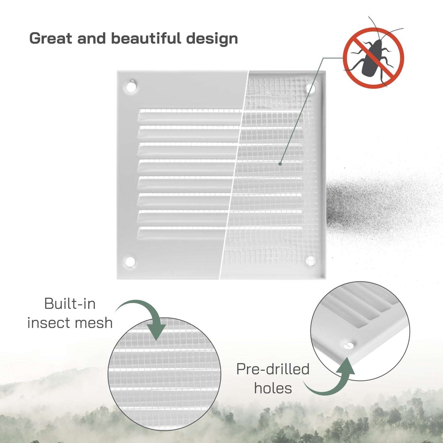 Vent Systems 4'' x 4'' Inch (Overall Dimensions) - White - Air Vent Cover Metal Air Return Grill with Built in Pest Guard Screen HVAC Vent Duct Cover for Home Improvement