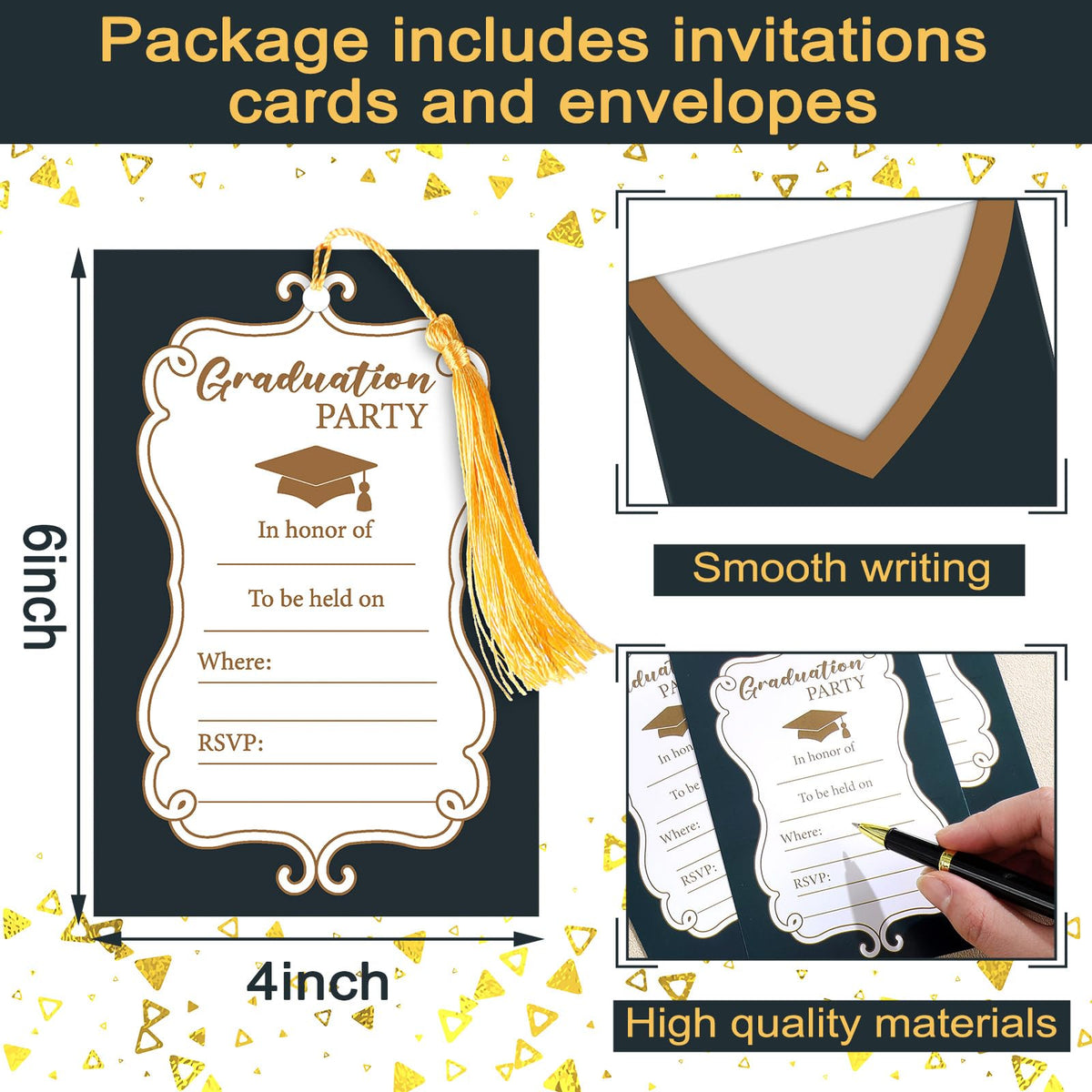 MotiMind 24 Set Graduation Party Invitations Cards with Envelopes Class of 2025 Graduation Invitations Cards with Tassel Congrats Announcements Invite for High School College Celebration Party