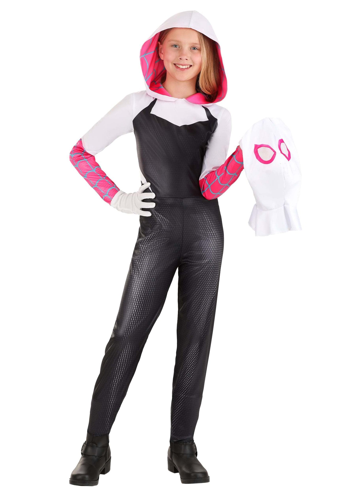 Jazwares MARVEL Girls Spider Gwen Costume, Spider Man Gwen Stacy Kids Superhero Halloween Costume, Child - Officially Licensed Small