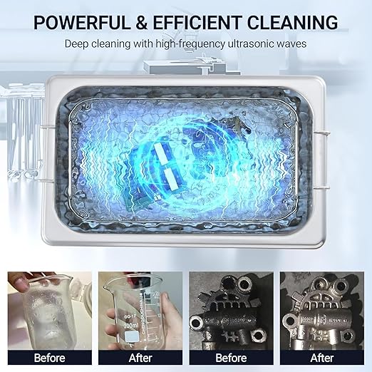 Industrial Heated Ultrasonic Cleaner & Sterilizer - 3.2L/0.85Gal 120W 40kHz with Timer for Medical, Automotive, Jewelry Tools | Dental Equipment, Carburetors, Auto Parts