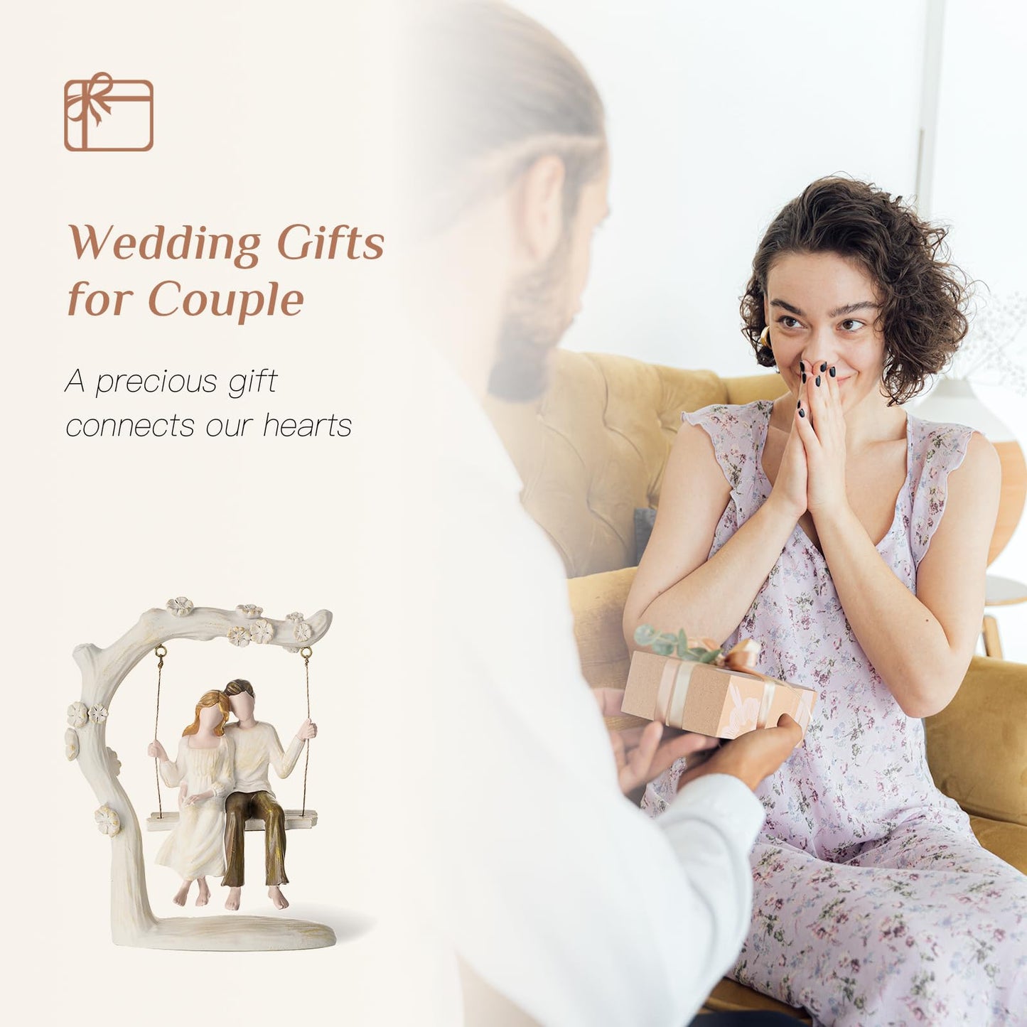 Storieme Anniversary Couple Gifts Figurine - Romantic in Love Statue Engagement Wedding Valentines Day Birthday Gitft for Her Girlfriend Wife Parents