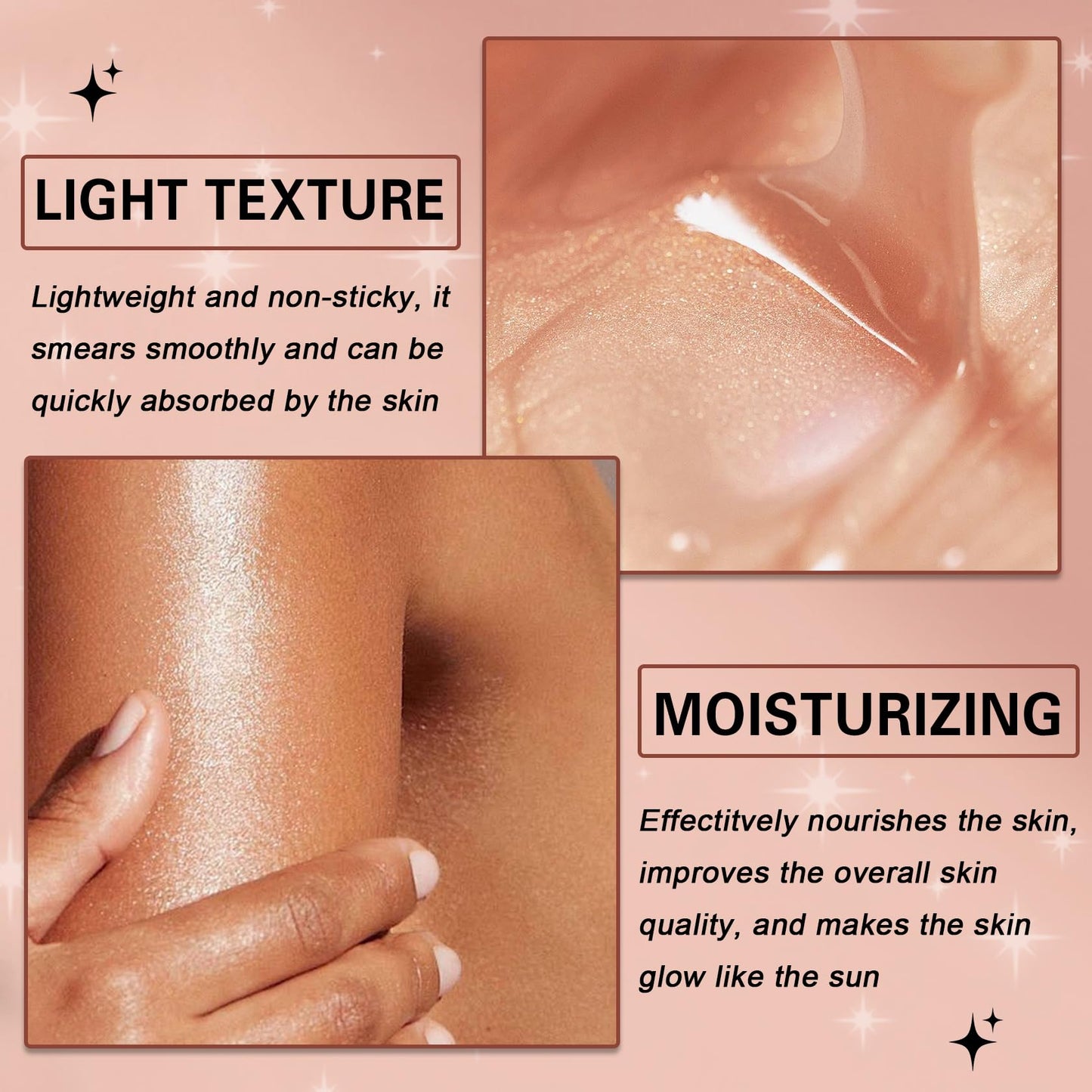 QIUFSSE Body Glow Oil,SPF 45 Broad Spectrum,Body Oil Shimmer Sunscreen with Rose Gold Mica,Lightweight Non-Sticky,Moisturizing C