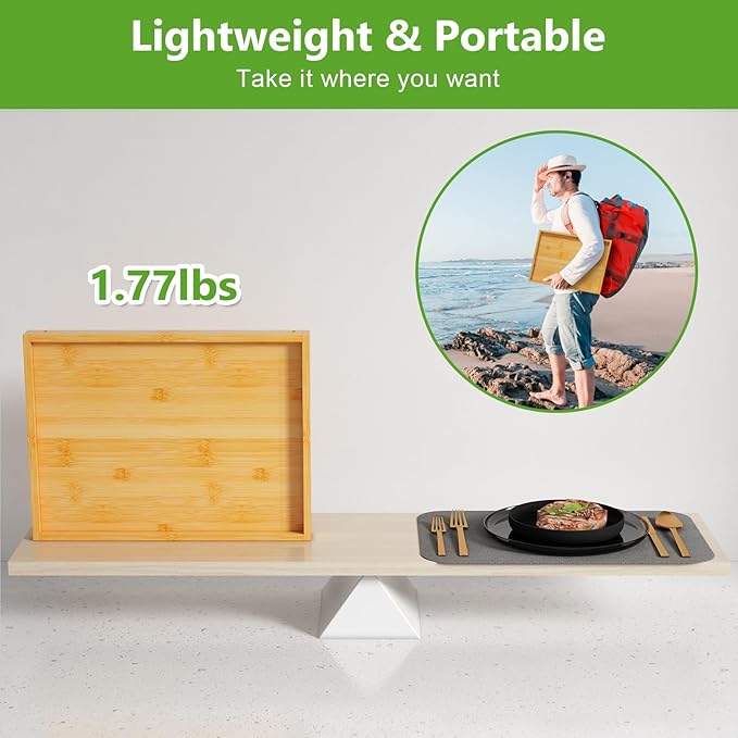 Youpehom Bed Tray Table with Folding Legs,Bamboo Breakfast in Bed for Kitchen Serving Tray,Sofa,Eating,Used As Laptop Desk Snack Tray 2 Pack (Bamboo)