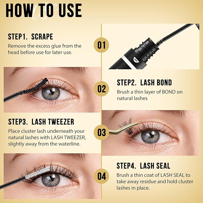 QUEWEL Lash Clusters 320Pcs Cluster Lashes 35D+45D C Curl Lash Cluster Eyelash Extensions Mix9-16mm Individual Eyelashes Clusters Wispy Lash Clusters Thin Band Soft to Use at Home(35D+45D C Mix9-16)