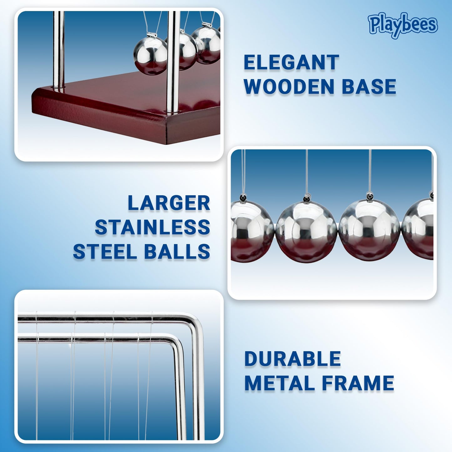 Playbees Newton's Cradle Pendulum Balance Balls Science Physics Gadget 5 Beads Brown Kinetic Motion Toy Desktop Decoration Calm Down Fidgets Accessories Physics Learning Desk Toy