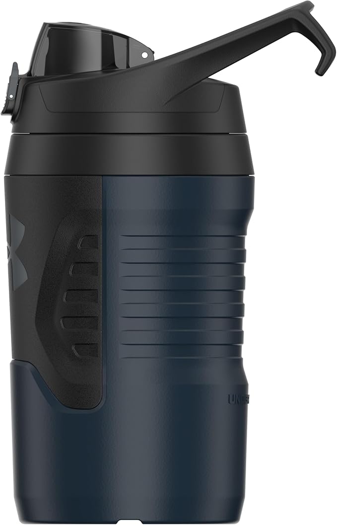 Under Armour 32 oz Insulated Water Bottles - Sports Water Jug with Fence Hook, Leak Resistant for Baseball, Football & More, 32 oz Insulated, Academy/Black