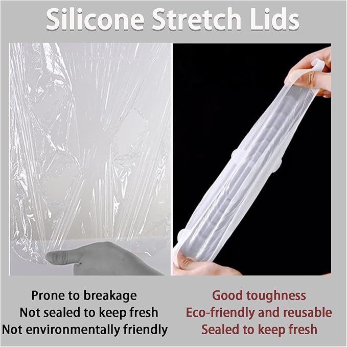 6 Pcs Silicone Stretch Lids Reusable and Durable Silicone Container Covers for Food Storage Expandable Bowl Covers Dishwasher & Freezer Safe (5.71in)