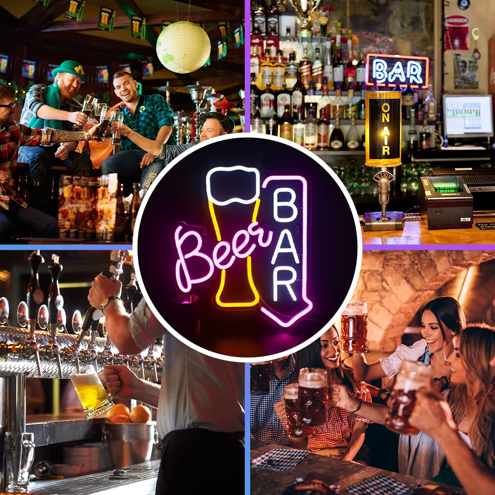 Beer Bar Neon Sign Led Neon Lights For Wall Decor USB Powered Light Up Bar Signs For Home Bar Store Restaurant Man Cave Decor Cafe Bistro Club Party Gift