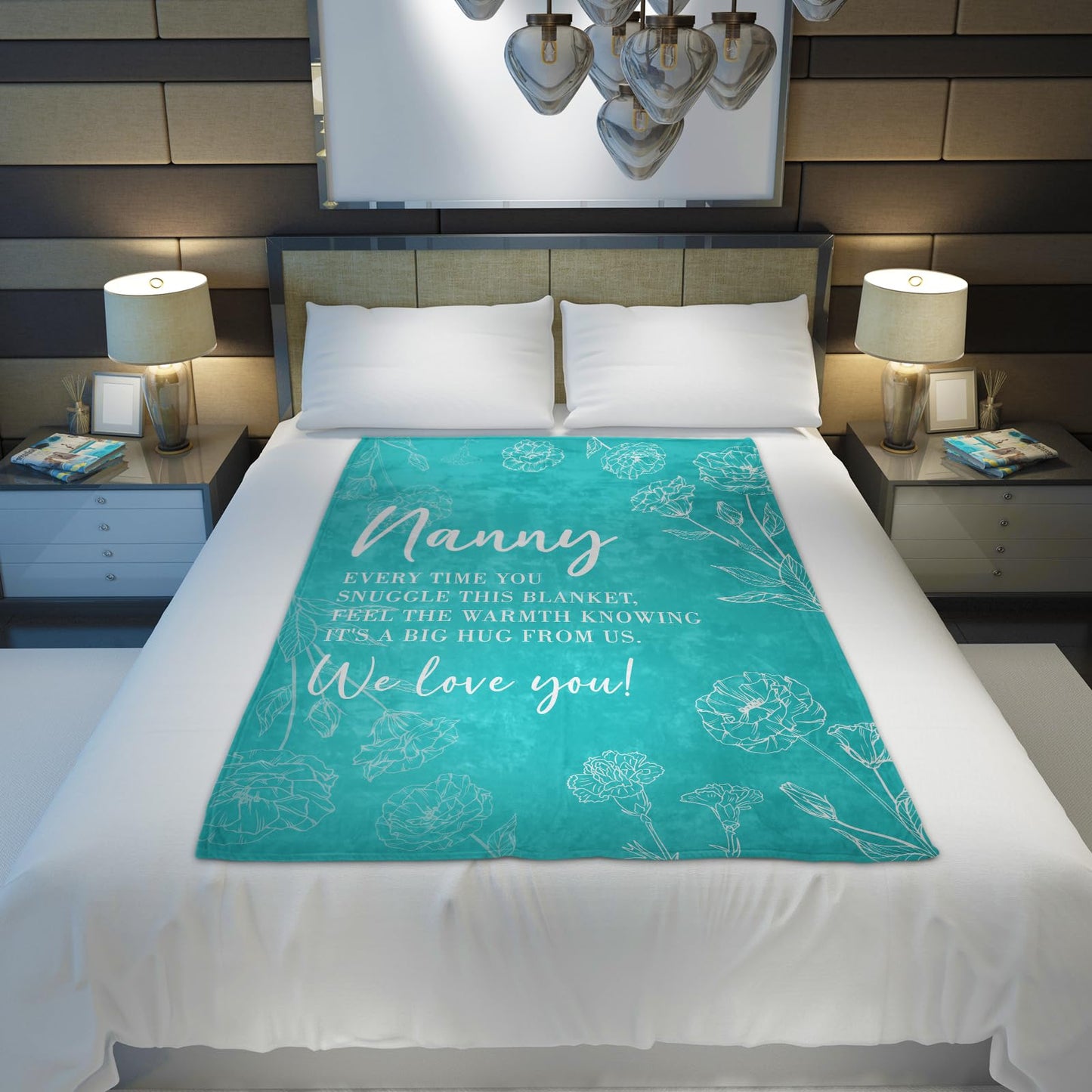 Nanny Gifts for Grandma, Gifts for Nanny Blanket, Nanny Birthday Gift from Grandkids, to My Nanny Nana Grandma Blanket 50" x 60", Teal