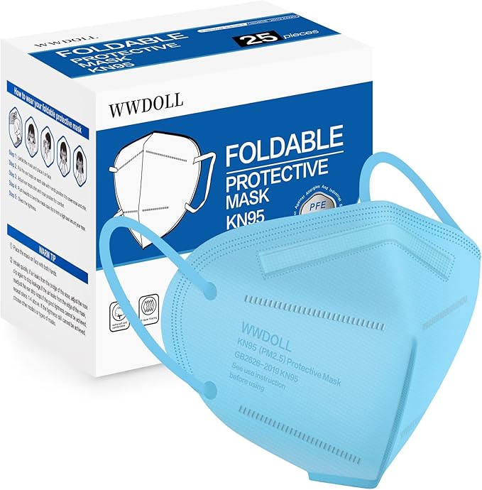 WWDOLL KN95 Face Mask 25 Pack, 5-Layers Breathable KN95 Masks