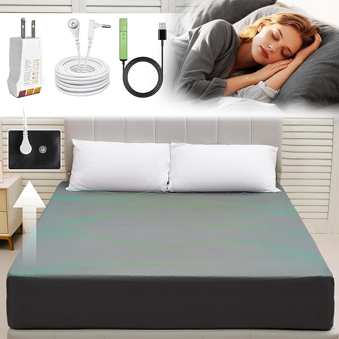 Groundingtop Bare Earth Grounding Sheets Twin Size - 90% Cotton + 10% Silver Fiber Earthing Sheets Grounded Well Bed Sheet - Conductive Earth Fitted Sheet for Better Sleep(Gray, Twin,35 * 75 * 15inch)