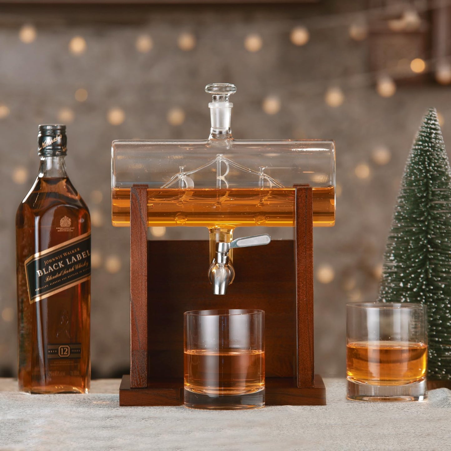 Jillmo Whiskey Decanter Sets for Men, 1250ml Decanter Set with 2 Whiskey Glasses, Ideal Bourbon Gifts for Men