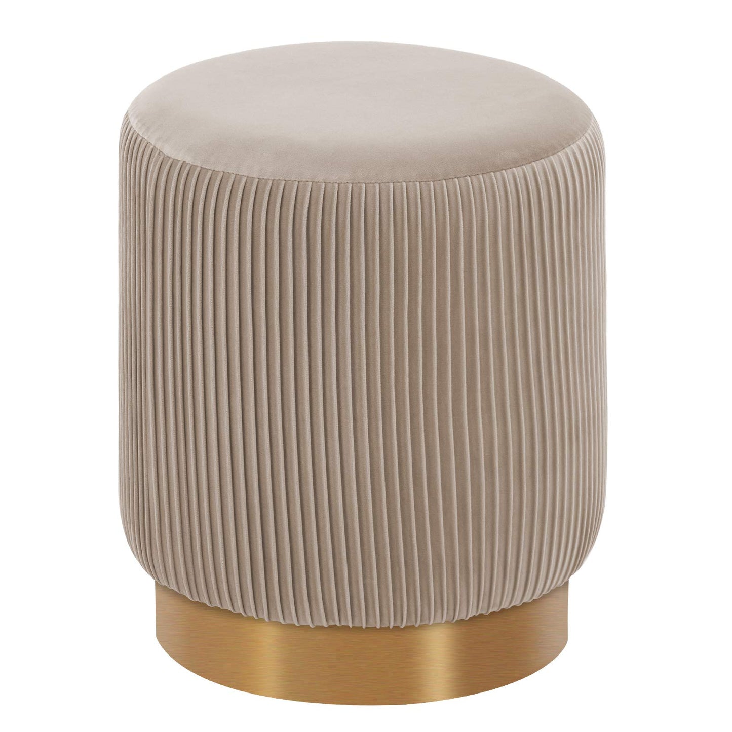 DUHOME Modern Round Velvet Ottoman Footrest Vanity Stool Khaki