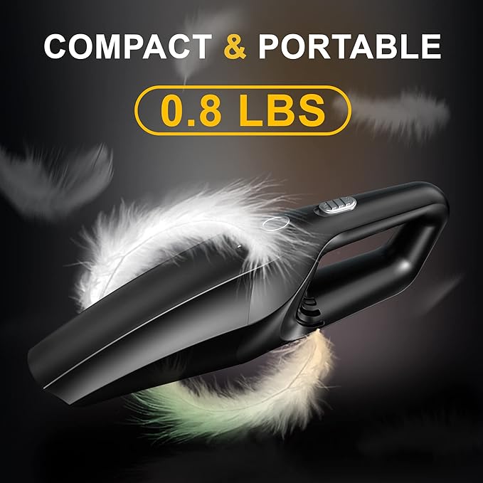 TEMOLA Handheld Vacuum Cordless Cleaner, Portable Mini Car Handheld Vacuum, Vacuum Portable with HEPA Filter, Hand Held Cordless for Car Accessories, Pet Hair, Home, Office