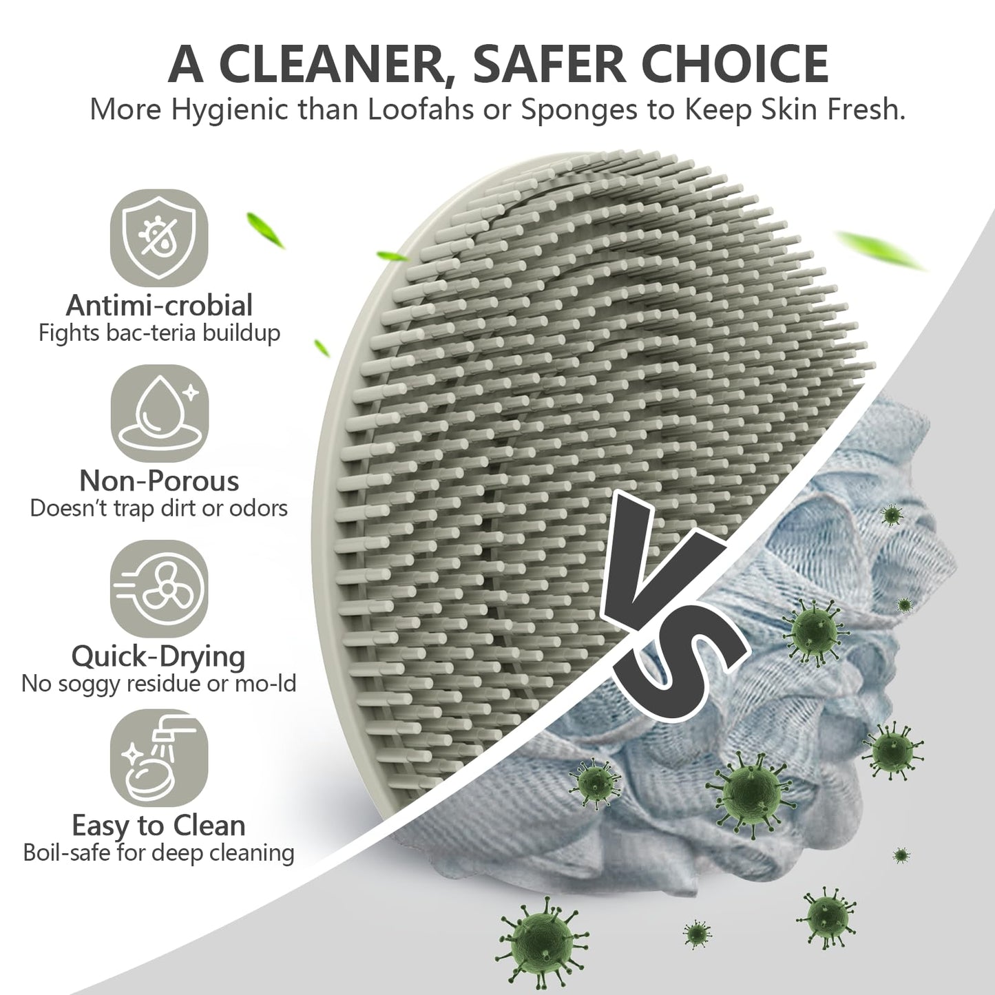Silicone Body and Face Scrubber Set 3 Pack, BEAUTAIL Shower Bath Scrubber, Gentle Exfoliating Brush for Women Men Sensitive Skin