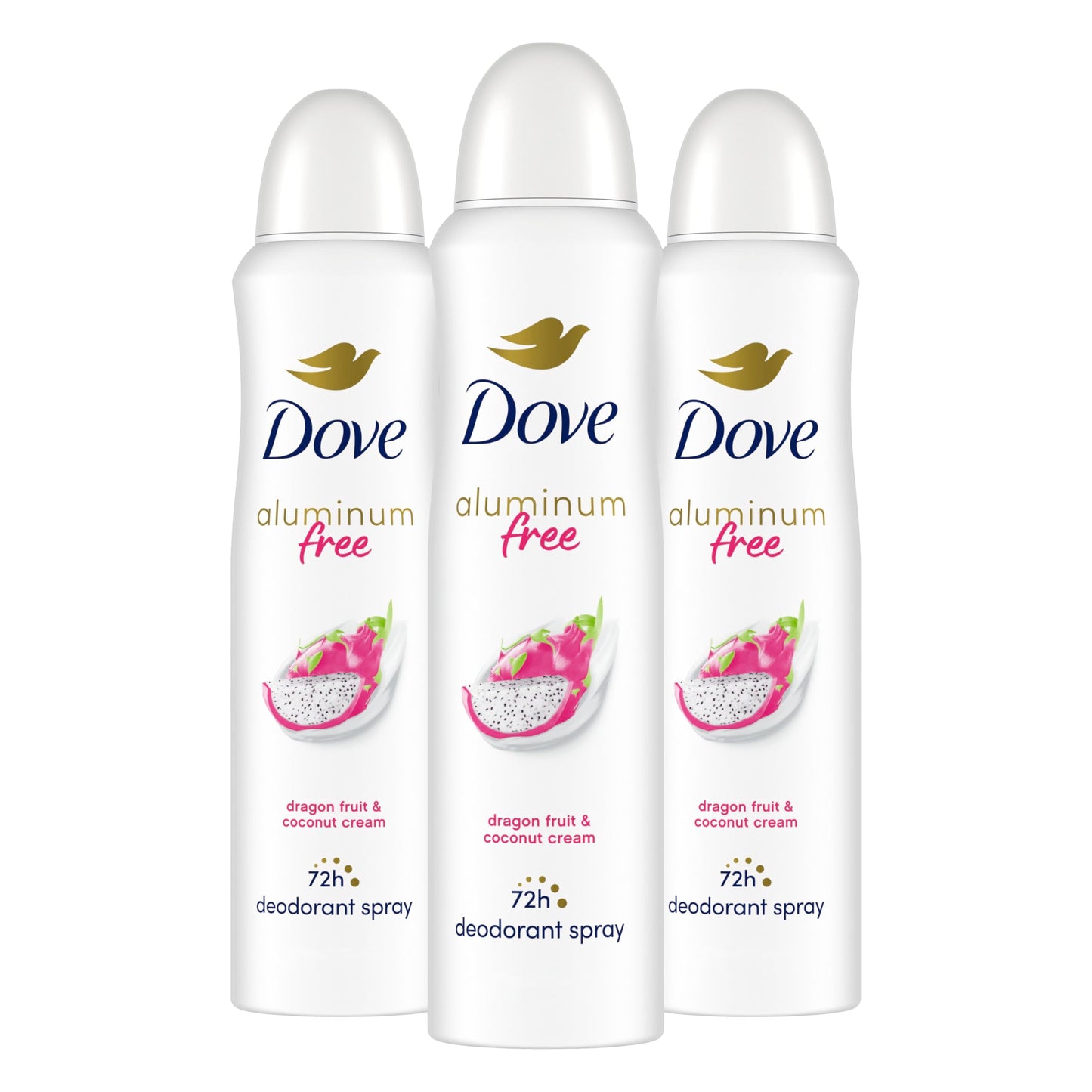 Dove Aluminum Free Deodorant Spray for Women 3 Pack Dragon Fruit & Coconut Cream 72 hour odor protection 4 oz