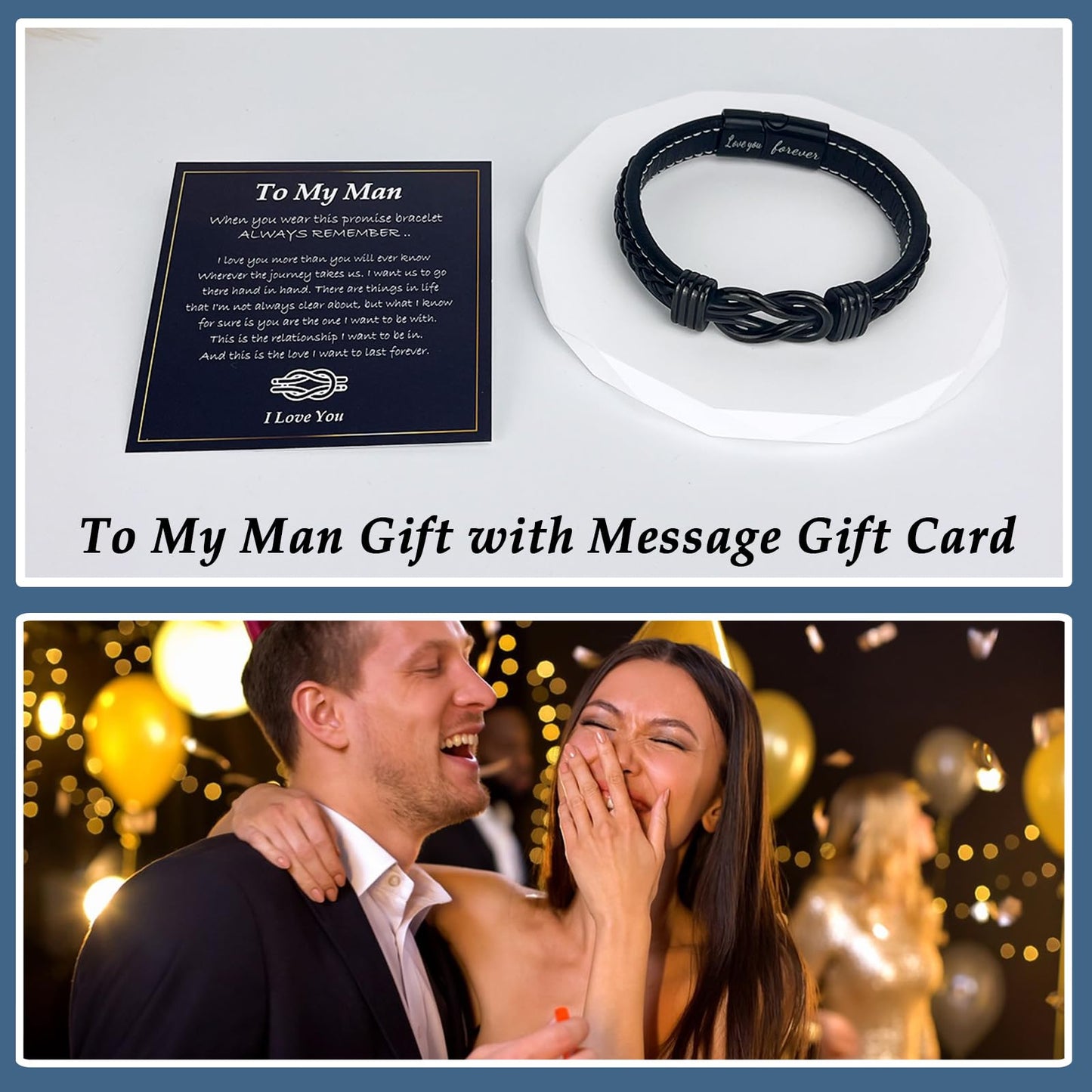Gifts for Him Mens, Anniversary Fathers Day Birthday Cool Love Infinity Leather Cuff Bangle Bracelets Gifts To My Man Boyfriend Husband Fiance, Romantic I Love You Present for Valentines Christmas