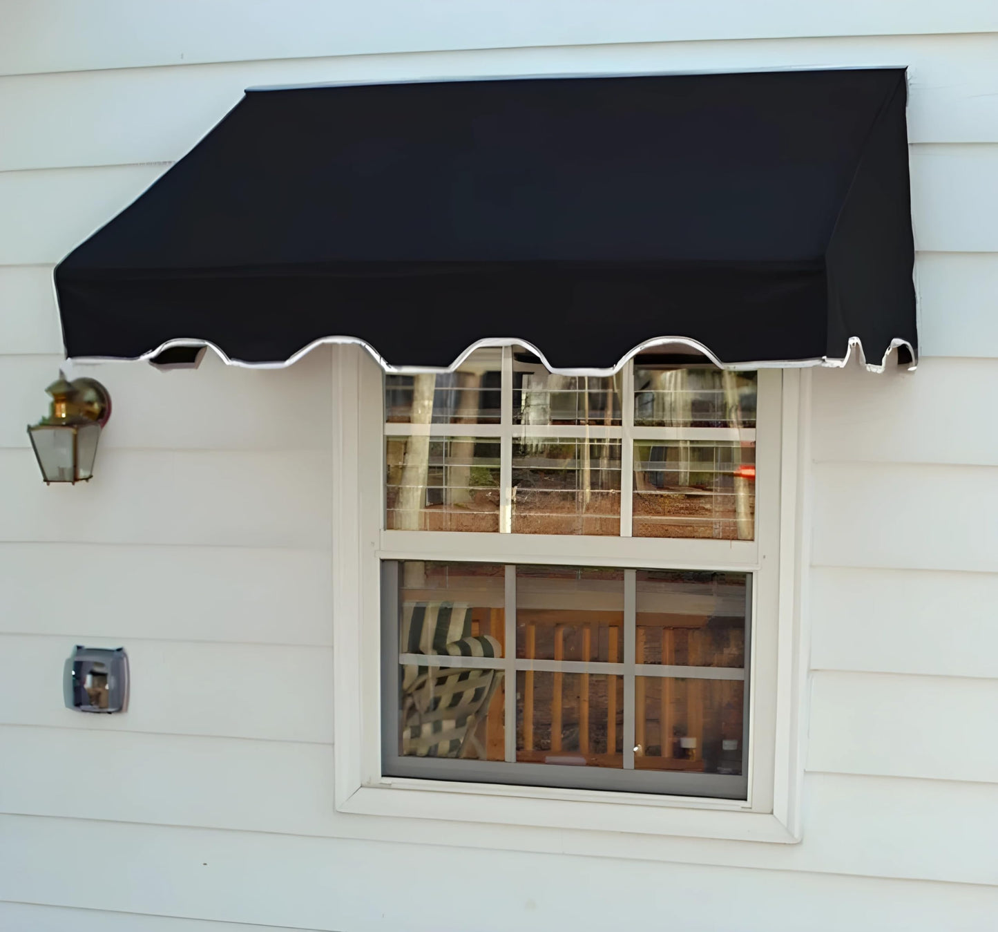 Easyawn Door and Window Sunbrella Canvas Awning / 5 Colors and 3 Sizes/Classic Awning (Black 4 feet Wide)
