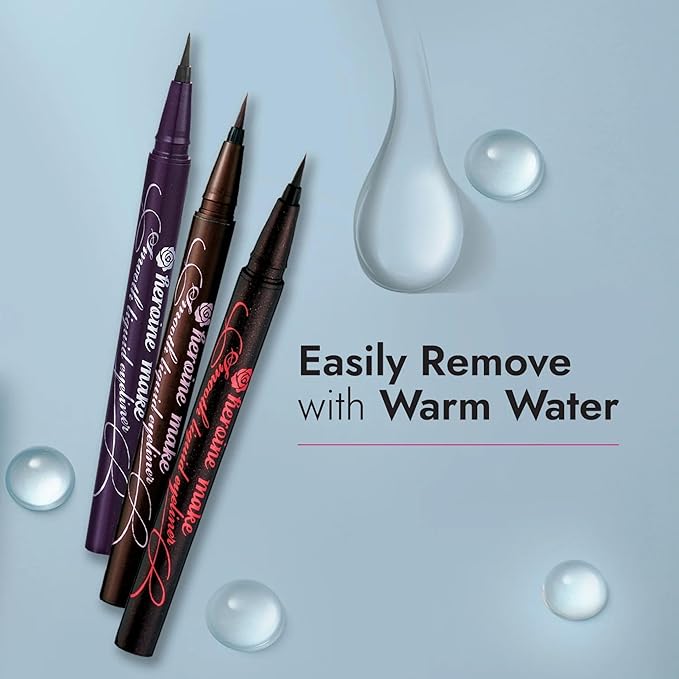 Heroine Make by KISSME Liquid Eyeliner Pen with Ultra-Fine 0.1mm Tip, Waterproof Eyeliner for Sensitive Skin, Cat Eye Liner for Long Lasting Wear, Made in Japan, SMOOTH Brown Black, 1 Count,