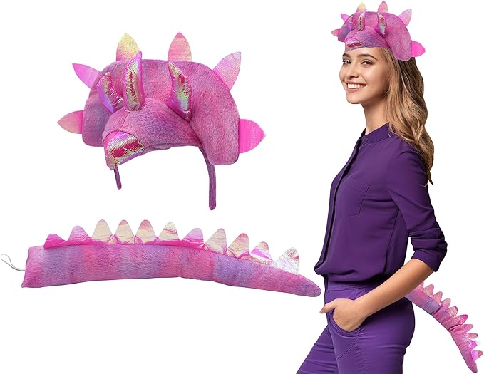 Nicky Bigs Novelties Adult Triceratops Dragon 3 Horn Dinosaur Headband Tail Costume Accessory Set