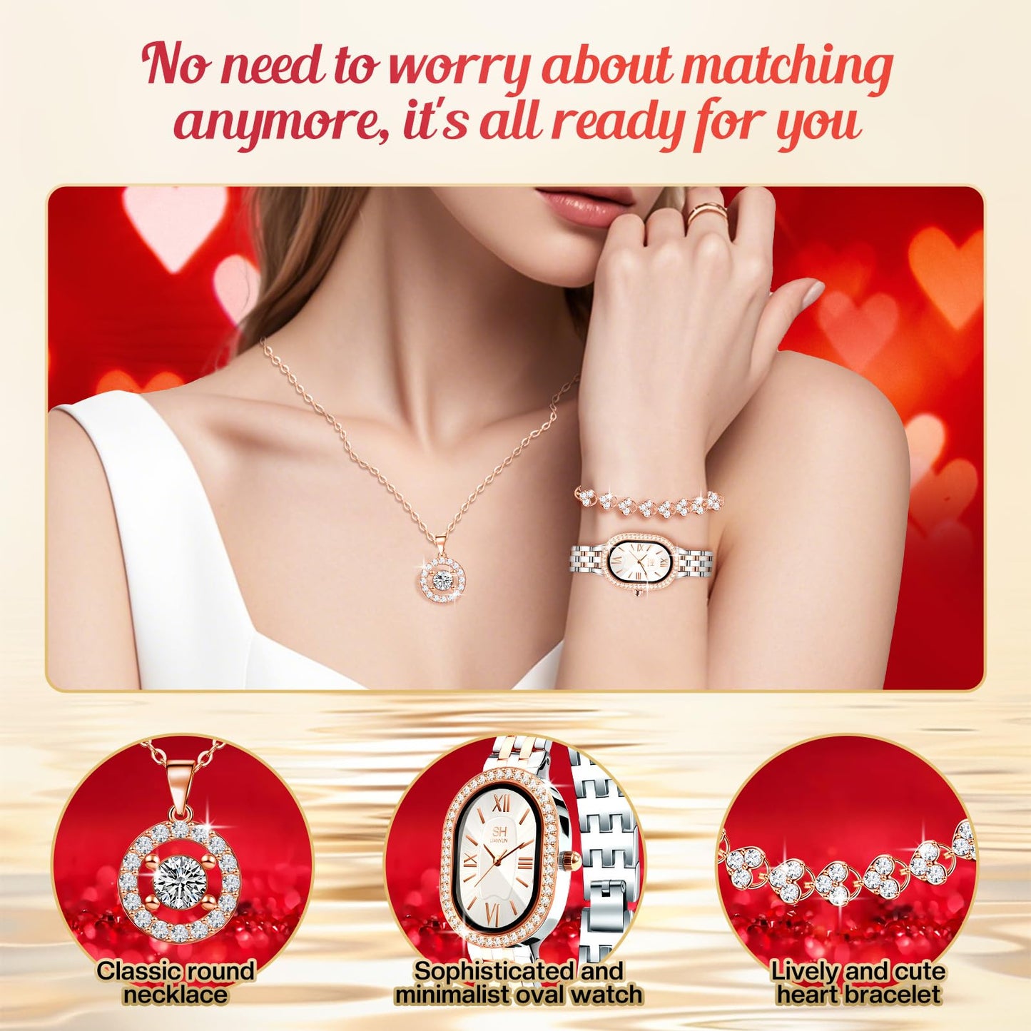 NERCHVO Birthday Gifts for Women - Preserved Roses with Watch Sets Romantic Women's Gifts for Women,Daughters, Sister, Girlfriend on Birthday, Anniversary, Thanksgiving, Christmas - Red