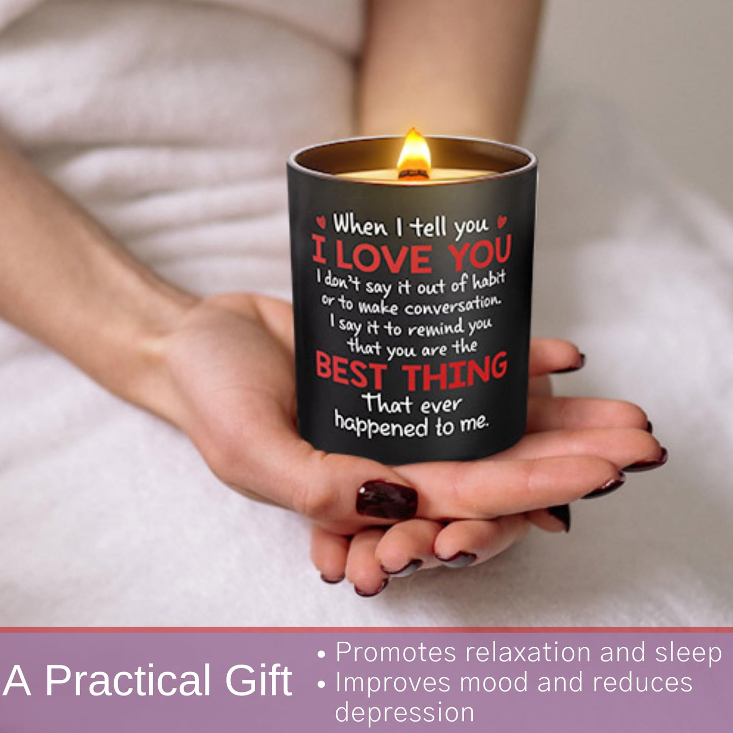 Anniversary Wedding, Birthday Gifts for Her Him - Love Romantic Gifts for Wife, Girlfriend, Boyfriend, Husband, Couples - Lavender & Vanilla Scented Candle