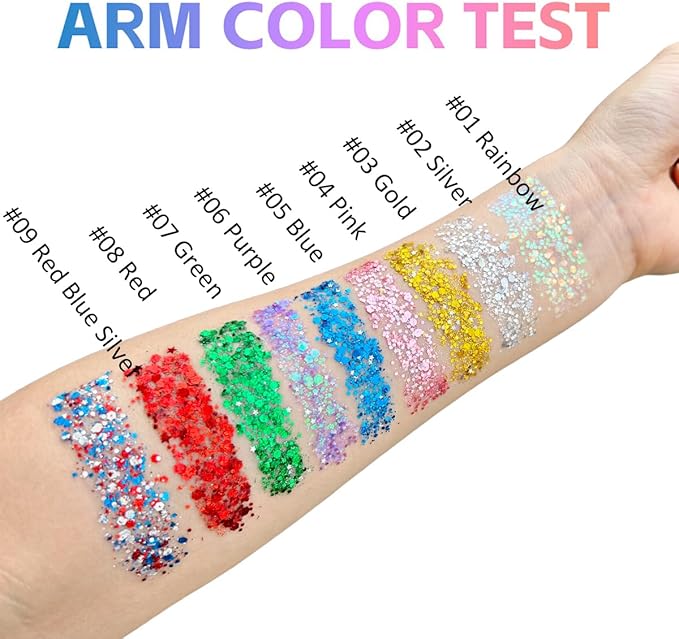 Mysense Red Body Glitter Stick,Face Hair Glitter Christmas Makeup,Sparkling Mermaid Sequins Chunky Glitter Face Paint,Singer Concert Outfit Festival Rave Accessories for Women and Kids