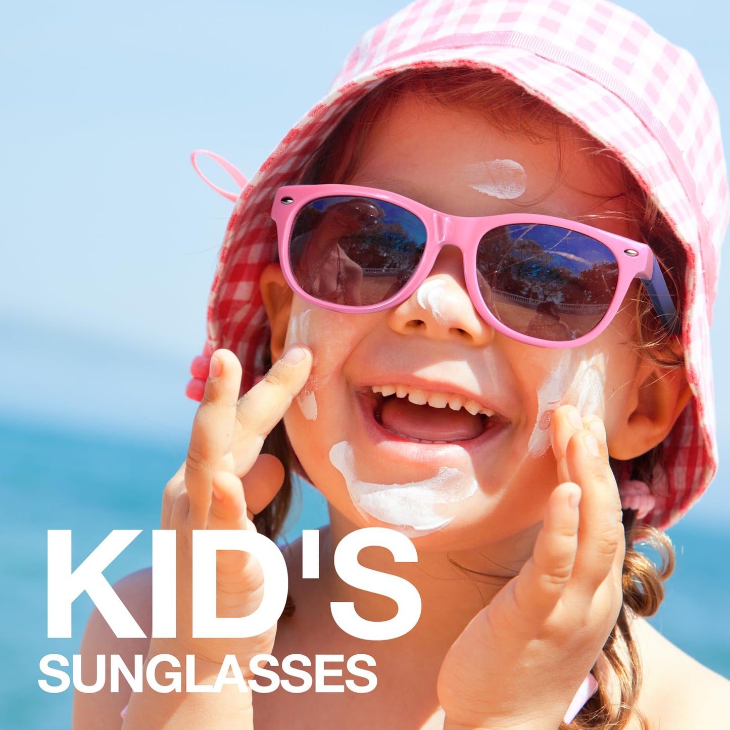 RIVBOS Kids Sunglasses for Girls Boys with Strap Polarized UV Protection Flexible Rubber Shades RBK004-2 Pink