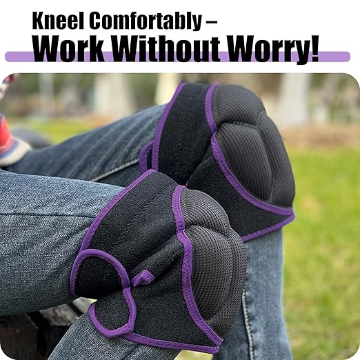 Knee Pads for Women & Men, Waterproof Kneepads for Gardening, Weeding, Floor Cleaning & Mechanic Work, Comfortable Knee Pad with Soft Foam Cushions for Christmas, Anti-Slip & Adjustable, Purple M