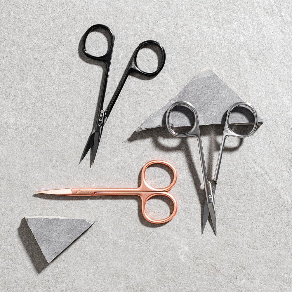 Grip Scissor Precision Stainless Steel S5 - Fine Tip Beauty Scissors for Eyebrows, Facial Hair & Nail Trimming - Rust-Resistant