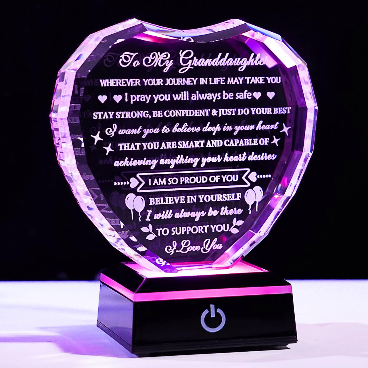 Arikyrist Granddaughter Gifts from Grandma with Colorful Base Birthday Gifts for Granddaughter from Grandparents Crystal Keepsake Best Gifts Ideas for Granddaughter on Christmas Wedding Graduation