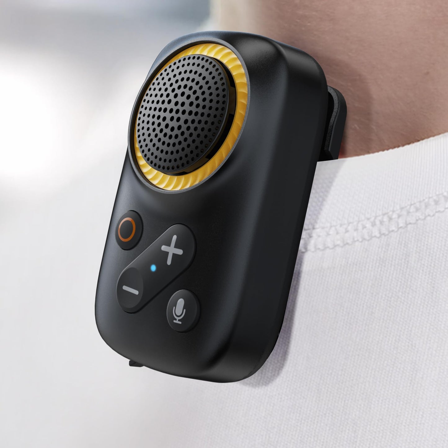 Wearable Bluetooth Speaker-UPGRADED Longer Battery Life-20 Hours All-Day Playtime Clip On Wireless Jobsite Portable Speaker Mini, with Built-in Mic, 120dB Loud and 800mAh Battery, Black