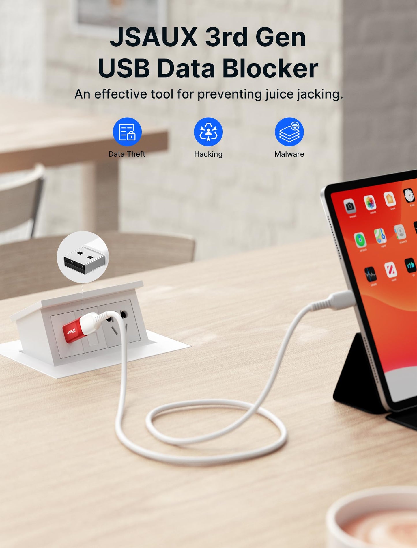 Jsaux Usb Data Blocker, (4-Pack) Usb A Defender Only For Quick Charge, Protect Against Juice Jacking, Refuse Hacking Provide Saf