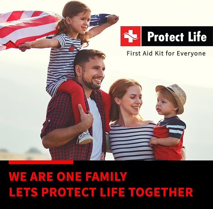 Protect Life Survival First Aid Kit for Home/Business, Camping Survival Kits | Mini Travel First Aid Kit | Camping Equipment | Small Kits for Car | Outdoor Emergency Survivals Pack - 85pcs