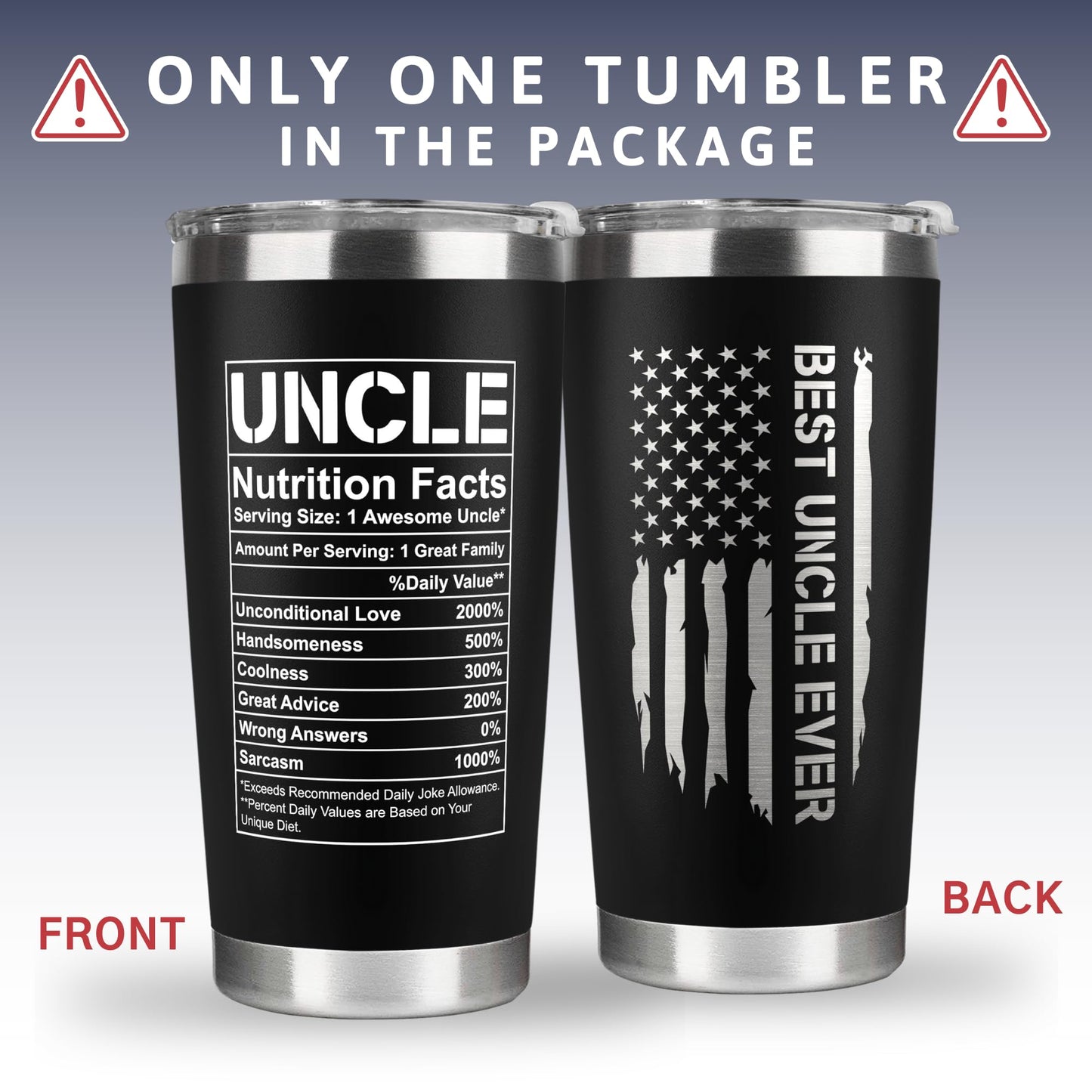 KATLADIZ Gifts for Uncle from Niece, Nephew - Uncle Gifts - Fathers Day Gift - Father's Day, Birthday, Christmas Funny Gift for Men Him from Niece, Nephew, Kids - 20 Oz Stainless Steel Coffee Tumbler