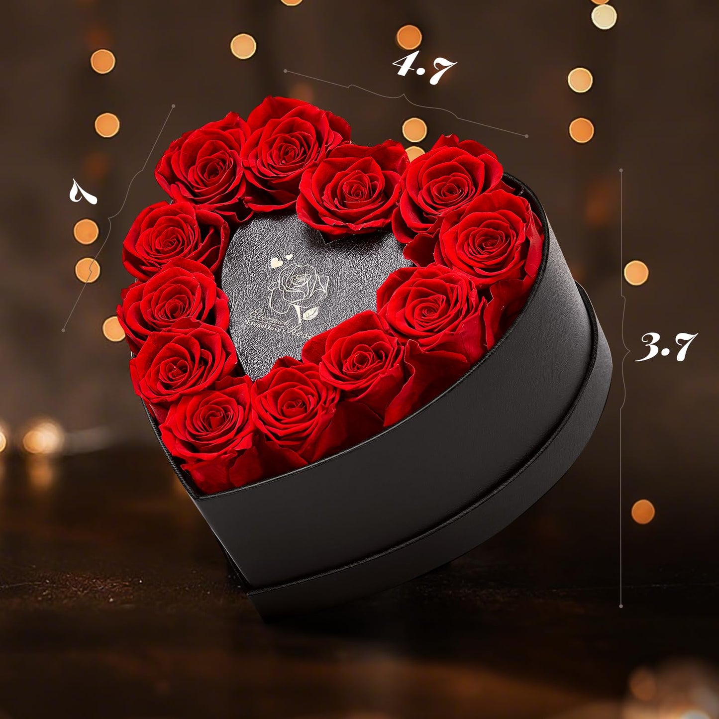 Anthonic 12 Preserved Roses in Heart-Shaped Box - Eternal Love Gift, Long-Lasting Roses for Her - Forever Flowers - Ideal for Valentine's Day, Anniversaries, Mother's Day - Elegant Display Box